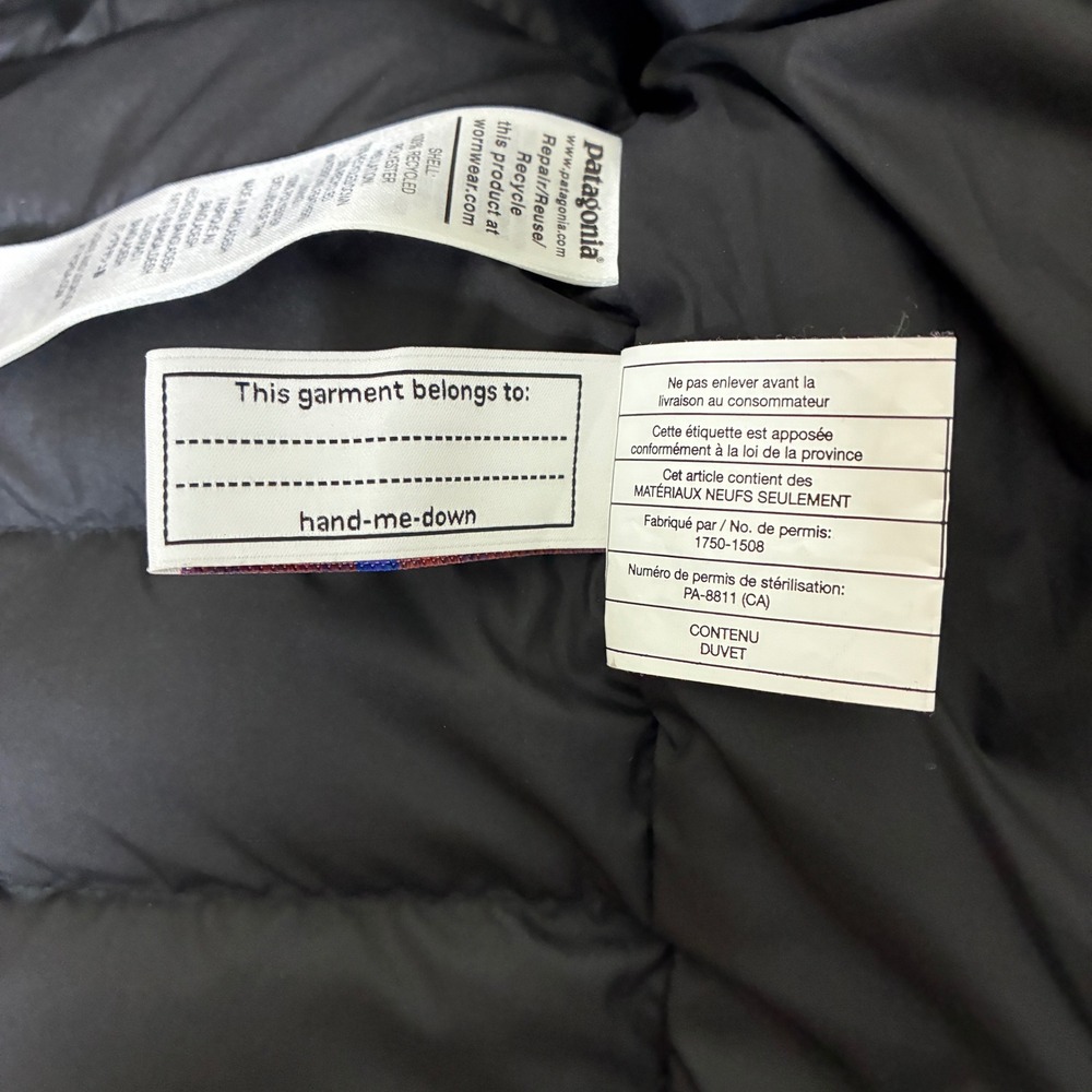 Patagonia Kids Down Sweater Jacket Size L 12 Black Puffer Coat - Picture 5 of 6